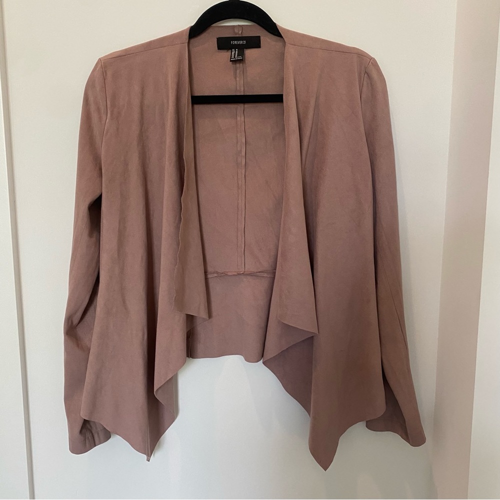 F21 faux suede open front cardigan